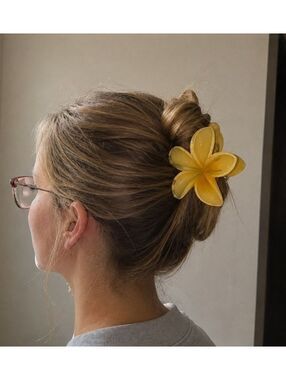 Yellow Plumeria Flower Hair Claw Clip